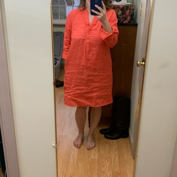 Martha Stewart Collection linen dress pockets coral small pink orange - Picture 5 of 7